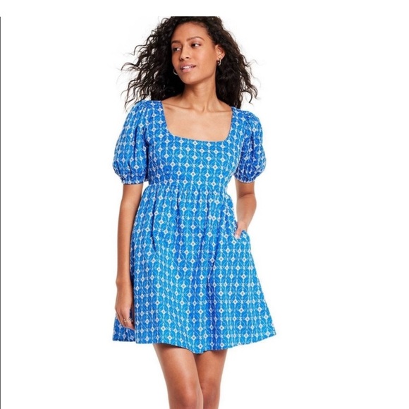 RHODE Vibrant Blue and White Floral Dress - Picture 1 of 3